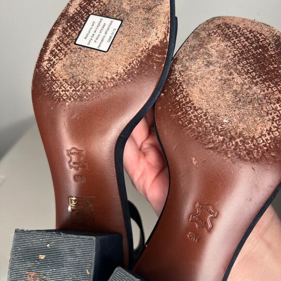 Tory Burch Navy Gabrielle Leather City Block Heel Sandal Size 8 - Picture 7 of 10